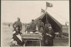 Yakup Robenson standing on the left in battle dress, shortly before the Battle of Katiya (1916).